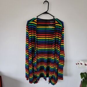 Torrid Rainbow Stripe Cardigan Womens Size 4 Plus Size Open Front Lightweight